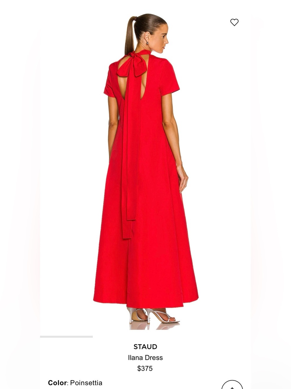 STAUD Poinsettia Red Tie-Back Maxi Dress